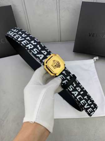 Special Width 4.0 Cm Versace This Two-Sided Top-Grain Leather Belt Is Adorned Wi - Click Image to Close