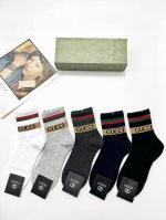 comes with packaging 5 pairs per box Gucci classic letter logo pure cotton shor