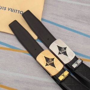 Belt: Lv Louis Vuitton original cowhide belt Men's belt: Material 100% first-la