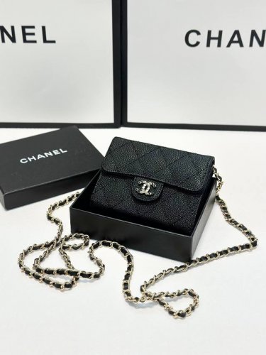 Color Black Size 12X10 Chanel Caviar Leather Small Backpack Fashionable and Gen
