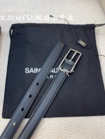 Ysl plain top calfskin soft belt 2.0cm square needle copper Cassandre logo belt