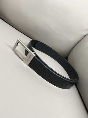 Gg Gucci 3.5cm wide imported cowhide hot-embossed belt with exquisite hardware.