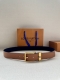 3.4 width Taurillon leather belt with a metal drawstring incorporating the Louis