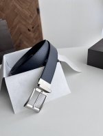 Bv latest men's flat belt reversible double-sided Italian pebbled calfskin with