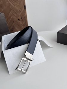 Bv latest men's flat belt reversible double-sided Italian pebbled calfskin with