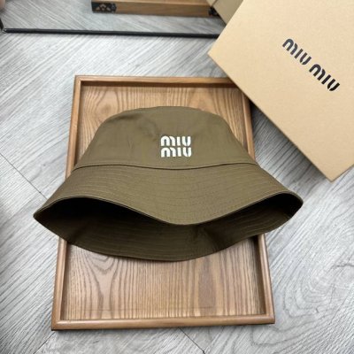 Special Offer Miumiu Pure Cotton Embroidered Bucket Hat Classic Style Denim Colo