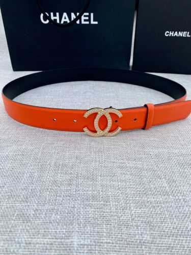 Width 3.0Cm Chanel Original Leather With Gold And Silver Diamond-Studded Steel B