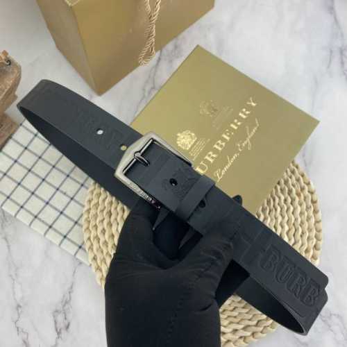 Burberry Men's Floral Leather Belt 35Mm, Double-Sided, Authentic Store Quality,