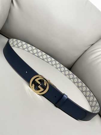 Gucci Gucci Official Website New Style 3.7 Latest Width Double-Sided Blue Brown - Click Image to Close