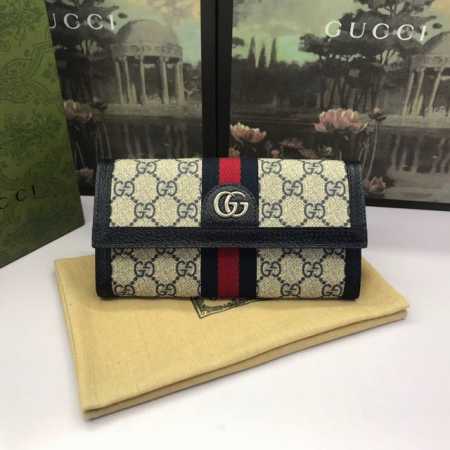 The top-of-the-line GG Supreme Ophidia collection! This flap wallet features Gg - Click Image to Close