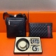 Gucci top-grain leather belt and bag combination gift box package. The briefcase
