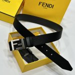 Fendi 40mm wide double-sided original calfskin leather with a single ruthenium p