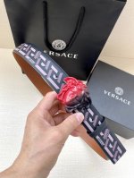 Width 4.0Cm This Grained Cowhide Belt From Versace Features A Colorful 3D Medusa