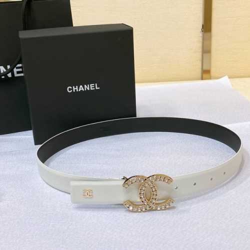 chanel 23P Cc Rhinestone Gold And Silver Imported Fetal Cowhide Belt 3.0Cm Ex
