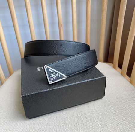Prada Prada Official Store Latest Model This Belt Features A Triangular Metal Em - Click Image to Close