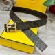 Fendi Fendi counter same double ring reversible belt Ff press stud buckle brown