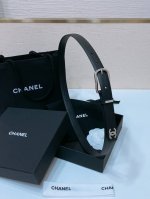 Chanel Cc Calfskin, Classic Pin Buckle, Metal Logo, Soft And Smooth, 2.0 Cm, Pre