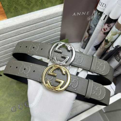 Special Gucciii Width: 4.0 Cm, Color: Gray. The Belt Body Features A Gray Genuin