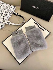 Prada Autumn/Winter Women's Gloves, Wool Gloves, Faux Mink Fleece, Perfect for