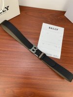 3.4 wide formal belt made of embossed cowhide with Bally Stripe details on both