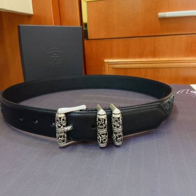 Chrome Hearts Rotating Roller Celtic Dragon Pin Buckle Belt Fixed Silver-Plated