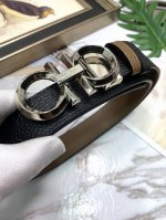 Ferragamo: Original First-Layer Cowhide Lychee Tattoo, Black And Khaki Two-Tone,