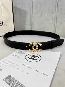 Width 3.0Cm Chanel Litchi Grain Cowhide Gold And Silver Pattern Metal Steel Buck