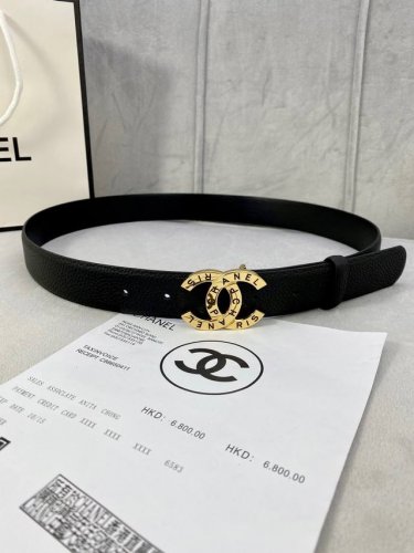 Width 3.0Cm Chanel Litchi Grain Cowhide Gold And Silver Pattern Metal Steel Buck