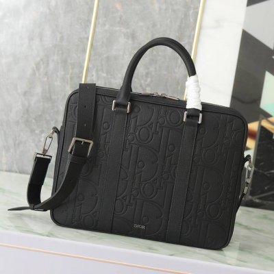 Briefcase Black Dior Gravity-effect leather and black grained calfskin leather