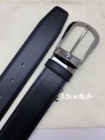 Montblanc 3.5cm wide leather belt, made of premium top-grain cowhide with a pin