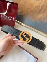 Gucci Classic Full-Leather Embossed 4.0Cm Width, New Store Logo Horizontal Label