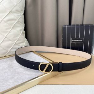 Zegna, Top-Grain Leather, 3.5 Cm Wide, Official Website, Pure Copper Metal Logo,
