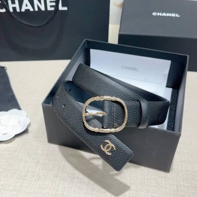 3.0Cm Chanel belt, double-sided first layer cowhide pearl pattern, length: 75.80