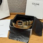 Celine Medium Taurillon 25mm Leather Strap (Ddd). This belt features a calfskin