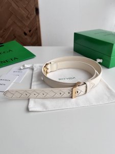 -Bv 2025 new women's woven plain stitching combination belt Italian calfskin wit