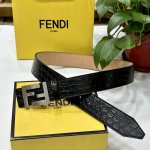 Fendl Fendi 40Mm Wide Double-Sided Genuine Calf Leather With Single Rhodium-Plat