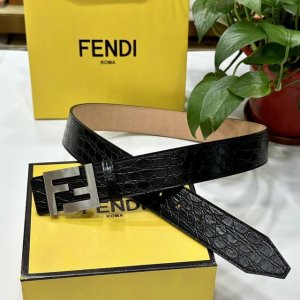 Fendl Fendi 40Mm Wide Double-Sided Genuine Calf Leather With Single Rhodium-Plat