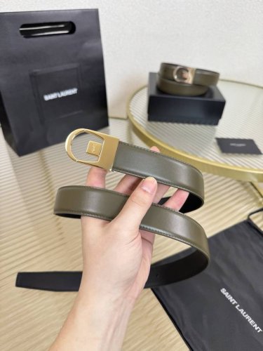 2025 Spring/Summer Saint Laurent Women's Belt, genuine gold-plated buckle, Itali