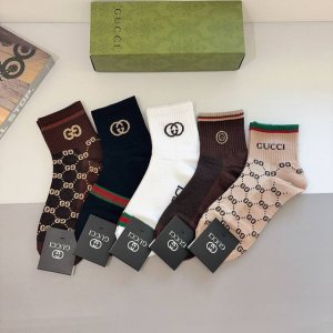 Box of 5 pairs (with packaging) - Gucci new mid-calf socks, pure cotton, a must