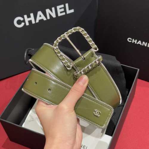 Xiangjia New Women's Belt With Zipper, Double-Sided Top-Grain Cowhide Leather. T