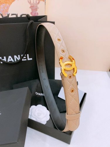 Chanel Logo Glossy classic Cc buckle brass gold metal 3.0Cm fine sheepskin belt