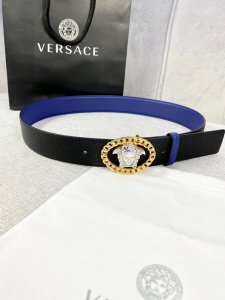 Width 4.0Cm Versace This Soft Lychee Leather Belt Is Paired With An Oval Chain M