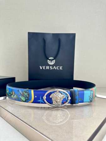 Width 4.0Cm Versace This Soft Crocodile Leather Belt Is Paired With An Oval Medu - Click Image to Close