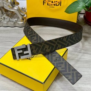 Fendi Fendi counter same double ring reversible belt Ff press stud buckle brown