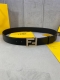 Width 4.0cm This Fendi plain belt is paired with a double F diamond-studded stee