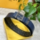 Fendi Official Store Same Style 4.0 Cm Wide Double-Ring Reversible Belt With F-S