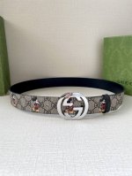 Width 4.0Cm Gucci Double-Sided Belt, One Side Is Gg Supreme Canvas With Mickey P