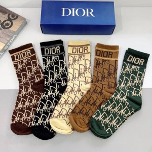 5 pairs per box with packaging Dior new letter ribbed knee-high socks! Hot-sell