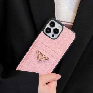 New Prada card slot phone case with lychee leather feel and precise holes, it f