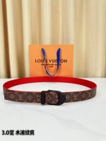 LV classic patterned leather belt, 3.0 width design, paired with a unique red wa